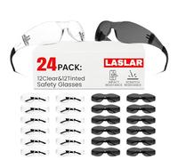 Laslar Safety Glasses for Work 24 pack(12pack Clear Safety Googles+12pack Tinted Safety Googles) Scratch & Impact Resistant eye protection glasses for Construction, Gifts for Valentine's Day Men