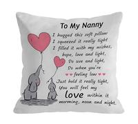 LASLEN Square To My Nanny Throw Pillow Covers Cushion Covers 45 x 45 cm Decorative Elephant Couch Pillow Cases for Living Room Bedroom Home Outdoor, 18 x 18 Inch