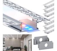 LASLUX Aluminium LED Profile 2m x 6 Pieces (12m) for LED Strip, Opaque Shielding, LED Strip Max Total Size 20mm - Aluminium Profile Size 64.2 x 13.8mm