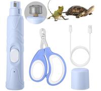 Lasnten 2 Pcs Bearded Dragon Nail Grinder with Bearded Dragon Nail Clippers Rechargeable Pet Paw Trimmer Reptile Nail File with LED Lamp Grooming Tool for Reptile Lizard Turtle Iguana Bird Hedgehog