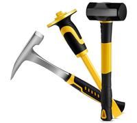Lasnten 3 Pcs Geology Rock Pick Equipment Kit 33 oz Hammer 3lb Octagonal Hammer 12inch Chisels Tools for Geological Research Exploration, Rock Hounding, Stone Breaking, Prospecting, Mining