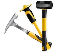 Lasnten 3 Pcs Geology Rock Pick Equipment Kit Rock Hammer 3lb Octagonal Hammer Chisels Rock Hammer Geology Tools for Geological Research, Rock Exploration, Prospecting, Mining