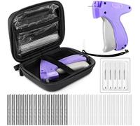 Lasnten 3007 Pcs Quick Clothing Fixer Kit with Fine Needle Quick Stitch Gun for Clothes Storage Case 5 Needles 1500 Black 1500 White Quick Stitch Sewing Hemming Gun for Home Shops Warehouse (Purple)