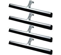 Lasnten 4pcs Dual Moss Foam Squeegee for Floor Double Floor Squeegee Heavy Duty Household Broom EVA Foam Blade, Black Floor Wiper with Rubber for Concrete Garage Shower Bathroom Cleaning (18 Inch)