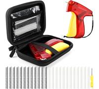 Lasnten Stitch Clothing Gun Mini Stitch Clothes Gun Christmas Gift 3000 Pcs Micro Fastener S 0.17" 2 Pcs Micro Fine Needles 0.05'' with Case for Quick Clothing Fixer(Red,Clear Style)