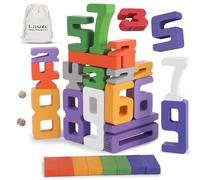 Lasoba Wooden Number Building Blocks, Large Digit Blocks 1-10, 30 Pcs Math Blocks Number Toys for Kids, Educational Blocks for Toddlers, Toys to Learn Numbers for 3 Year Olds +