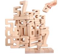 Lasoba Wooden Number Building Blocks, Large Digit Blocks 1-10, 32 Pcs Math Blocks Number Toys for Kids, Educational Blocks for Toddlers, Toys to Learn Numbers for 3 Year Olds +