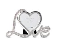 LASODY Elegant Silver Plated Heart Shaped Photo Frame Holds a 3" x 3" Photo,Anniversary Wedding Gifts Valentine's Day Gifts