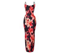 LASPIA Cowl Neck Dress Sexy Strap Shoulder Pleated Maxi Dresses Summer Wedding Guest Dresses for Women, Kapok, XL