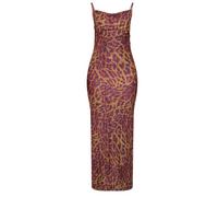 LASPIA Cowl Neck Dress Sexy Strap Shoulder Pleated Maxi Dresses Summer Wedding Guest Dresses for Women, Leopard, XL