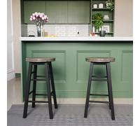 Lassic Chef Vida Wooden Revolving Black Bar Stool - Set Of 2