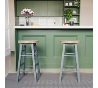 Lassic Chef Vida Wooden Revolving Grey Bar Stool - Set Of 2