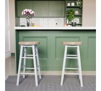 Lassic Chef Vida Wooden Revolving White Bar Stool - Set Of 2