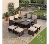 Lassic Garden Vida Cuba Brown 8 Seater Rattan Garden Outdoor Bistro Set With Cover