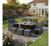 Lassic Garden Vida Cuba Grey 10 Seater Rattan Garden Outdoor Bistro Set With Cover