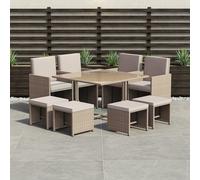 Lassic Garden Vida Cuba Natural 8 Seater Rattan Garden Outdoor Ukfr Bistro Set