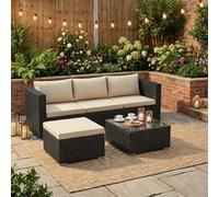 Lassic Garden Vida Hampton Black 4 Seater Corner Rattan Garden Outdoor Bistro Set With Cover