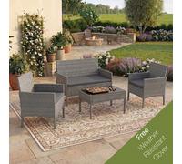 Lassic Garden Vida Kendal Grey 4 Seater Rattan Garden Outdoor Bistro Set With Cover