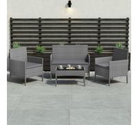 Lassic Garden Vida Kendal Grey 4 Seater Rattan Garden Outdoor Ukfr Bistro Set