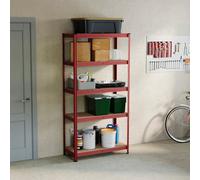 Lassic Home Vida 5 Tier Large Red Heavy Duty Adjustable Steel Garage Shelving Unit (H)1800mm (W)900mm - 875Kg Weight Capacity