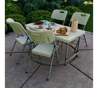 Lassic Home Vida Folding 5 Piece Set - 4Ft Heavy Duty Portable Folding Table & Chairs - Ready Assembled