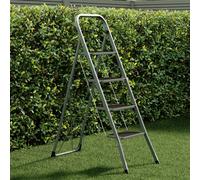 Lassic Home Vida Grey 4 Step Ladder With Anti-Slip Mat Foldable Stool (H) 127 X (W) 47 X (D) 90 Cm - 150Kg Weight Capacity