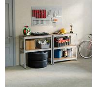 Lassic Home Vida Heavy Duty Adjustable Galvanised Steel Garage & Shed Workbench Shelving With Storage - 875Kg Weight Capacity