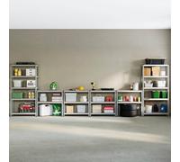 Lassic Home Vida Heavy Duty Adjustable Galvanised Steel Garage & Shed Workbench Shelving With Storage - 875Kg Weight Capacity (Set Of 4)