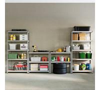 Lassic Home Vida Heavy Duty Adjustable Galvanised Steel Garage & Shed Workbench Shelving With Storage - 875Kg Weight Capacity (Set Of 3)