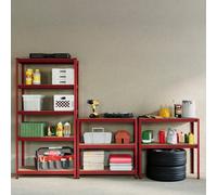 Lassic Home Vida Heavy Duty Adjustable Red Steel Garage & Shed Workbench With Storage For Diy - 875Kg Weight Capacity (Set Of 2)