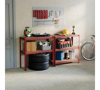 Lassic Home Vida Large Heavy Duty Adjustable Red Steel Garage & Shed Workbench With Storage For Diy - 875Kg Weight Capacity
