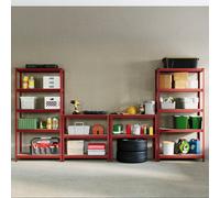Lassic Home Vida Large Heavy Duty Adjustable Red Steel Garage & Shed Workbench With Storage For Diy - 875Kg Weight Capacity (Set Of 3)