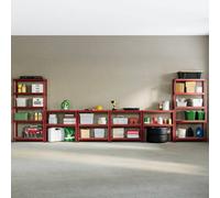 Lassic Home Vida Large Heavy Duty Adjustable Red Steel Garage & Shed Workbench With Storage For Diy - 875Kg Weight Capacity (Set Of 4)