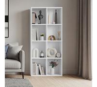 Lassic Vida Designs 8 Cube Tall Storage Unit Grid Wooden Bookcase Display Shelf Organiser For Living Room, Bedroom, Home Office, White