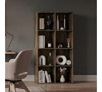 Lassic Vida Designs 8 Cube Tall Storage Unit Grid Wooden Bookcase Shelf Organiser For Living Room, Bedroom, Home Office, Dark Wood