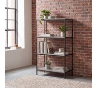 Lassic Vida Designs Brooklyn Grey 4 Tier Bookcase Industrial Freestanding Shelving Unit (H)1110mm (W)600mm (D)300mm