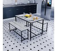 Lassic Vida Designs Brooklyn Grey Industrial 4 Seater Dining Table & Bench Set