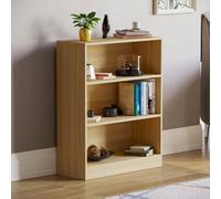 Lassic Vida Designs Cambridge Oak 3 Tier Low Bookcase Freestanding Shelving Unit (H)750mm (W)600mm (D)240mm