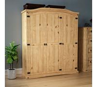 Lassic Vida Designs Corona 3 Door Wardrobe Mexican Solid Waxed Pine (H)1780mm (W)1500mm (D)500mm