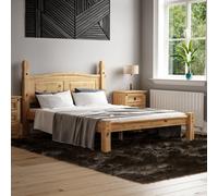 Lassic Vida Designs Corona 4Ft6 Double Solid Wood Bed Frame Distressed Waxed Pine, Low Foot End, 190 X 135Cm