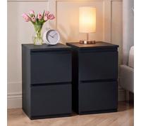 Lassic Vida Designs Denver 2 Drawer Bedside Chest Set Of 2, Black