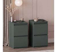 Lassic Vida Designs Denver 2 Drawer Bedside Chest With Power Outlet Set Of 2, Green