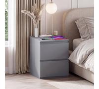 Lassic Vida Designs Denver 2 Drawer Large Bedside Chest With Power Outlet, Grey