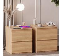 Lassic Vida Designs Denver 2 Drawer Large Bedside Chest With Power Outlet Set Of 2, Pine