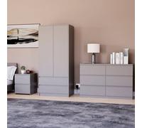 Lassic Vida Designs Denver 3 Piece Bedroom Set - (2 Drawer Large Bedside Chest, 6 Drawer Chest, 2 Door 2 Drawer Wardrobe), Grey