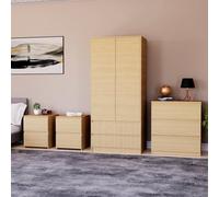 Lassic Vida Designs Denver 4 Piece Bedroom Set - (2 Drawer Large Bedside Chest X2, 3 Drawer Chest, 2 Door 2 Drawer Wardrobe), Pine