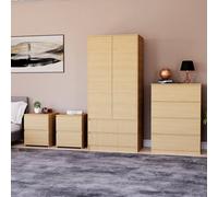 Lassic Vida Designs Denver 4 Piece Bedroom Set - (2 Drawer Large Bedside Chest X2, 4 Drawer Chest, 2 Door 2 Drawer Wardrobe), Pine