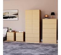 Lassic Vida Designs Denver 4 Piece Bedroom Set - (2 Drawer Large Bedside Chest X2, 5 Drawer Chest, 2 Door 2 Drawer Wardrobe), Pine