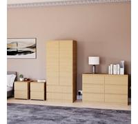 Lassic Vida Designs Denver 4 Piece Bedroom Set - (2 Drawer Large Bedside Chest X2, 6 Drawer Chest, 2 Door 2 Drawer Wardrobe), Pine