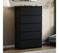 Lassic Vida Designs Denver Black 5 Drawer Chest (H)1120mm (W)700mm (D)400mm